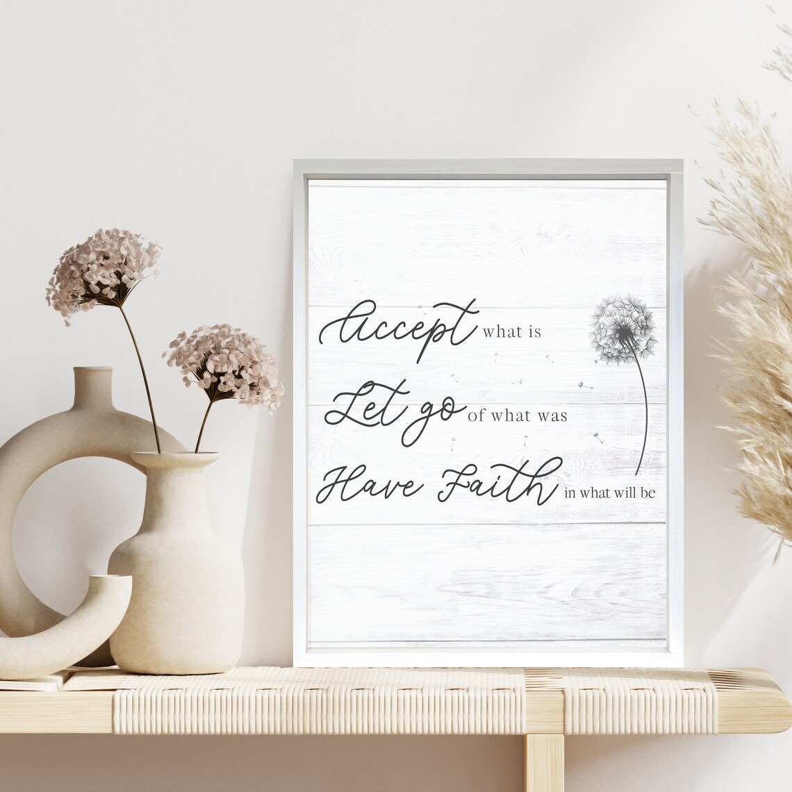 Accept What Is Have Faith In What Will Be Dandelion Quote Poster