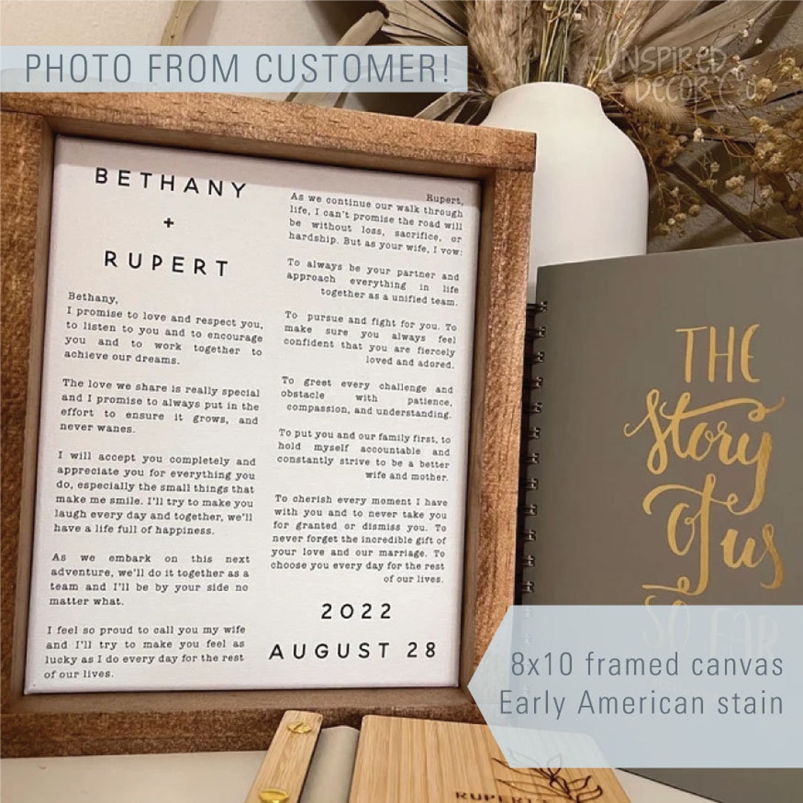 Personalized Wedding Vows Letter Framed Anniversary Gift Poster - Image 2