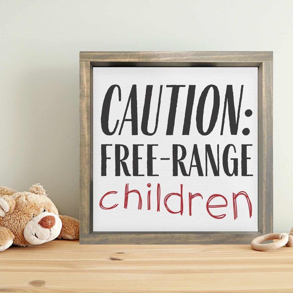 Caution Free-Range Children Funny Family Playroom Quote Poster