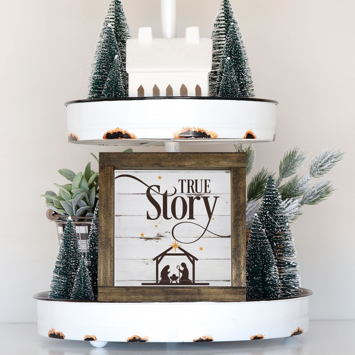 True Story Nativity Christmas Farmhouse Framed Wall Sign Poster - Image 3