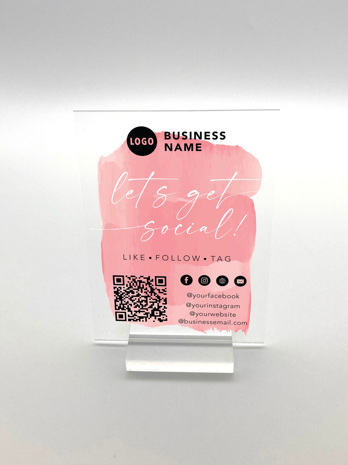 Custom QR Code Social Media Contact Sign, Minimalist - Image 2