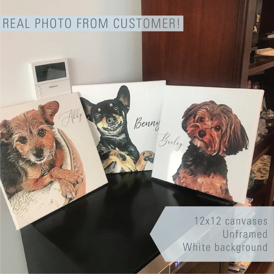Personalized Oil Effect Cat Portrait with Pet Name Canvas Poster - Image 3