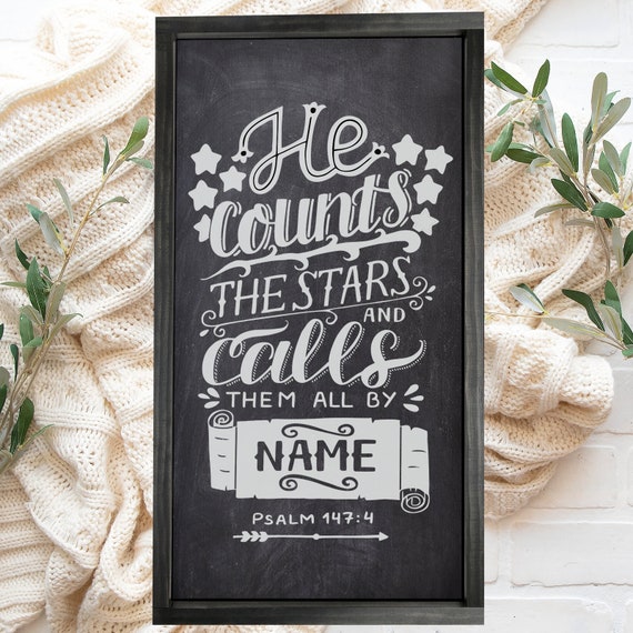 He Counts The Stars Motivational Bible Verses Uplifting Religious Decor Inspiring Farmhouse Wall Signs Wood Framed