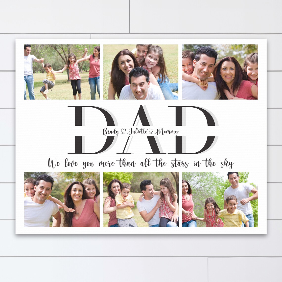 Custom Dad Photo Collage We Love You Stars Fathers Day Poster - Image 3