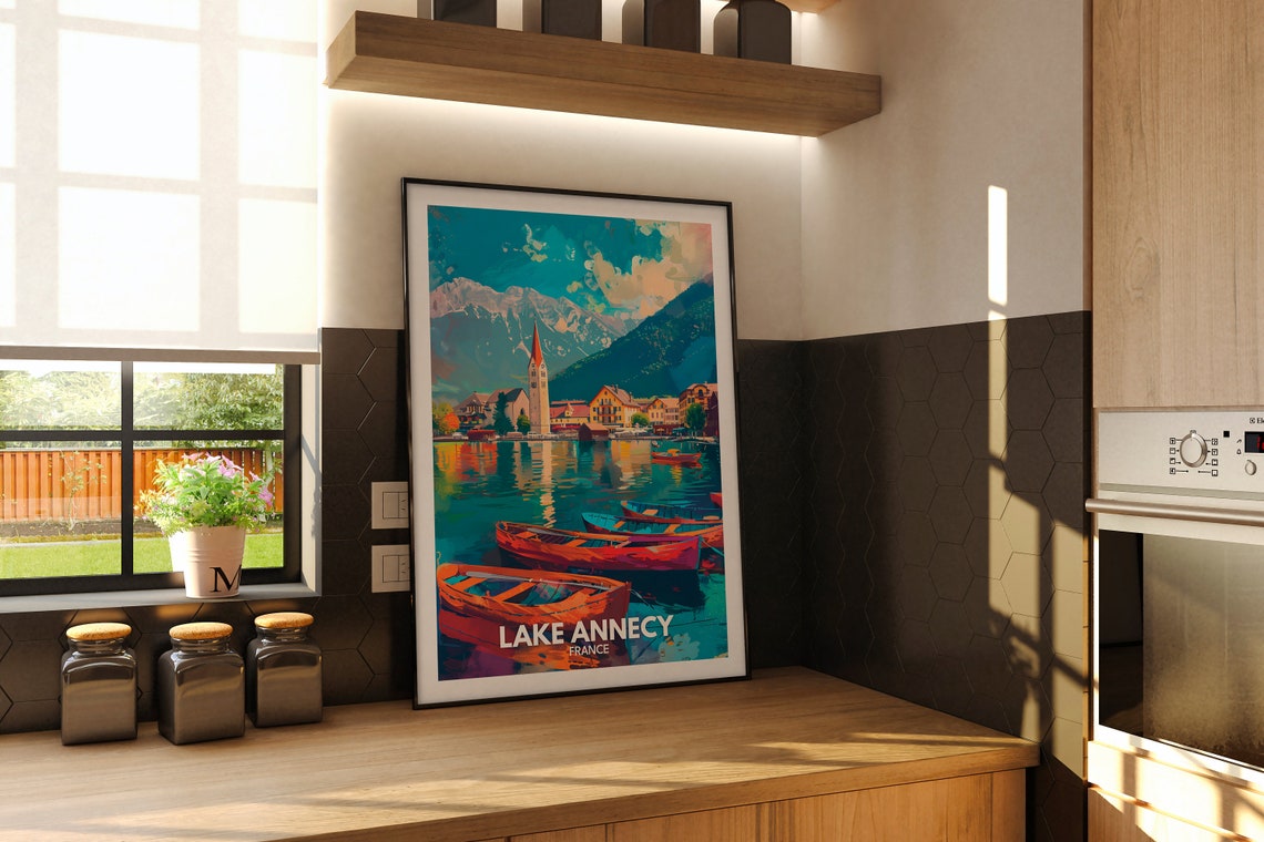 Annecy Art Print Lake Annecy Poster France Lake Art France Travel Poster Nature Prints - Image 2
