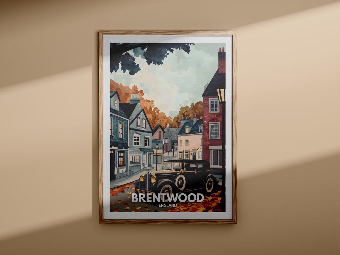 Brentwood Print Brentwood Travel Poster England Wall Art Print England Home Decor Travel Wall Art Decor Unique City Poster - Image 3