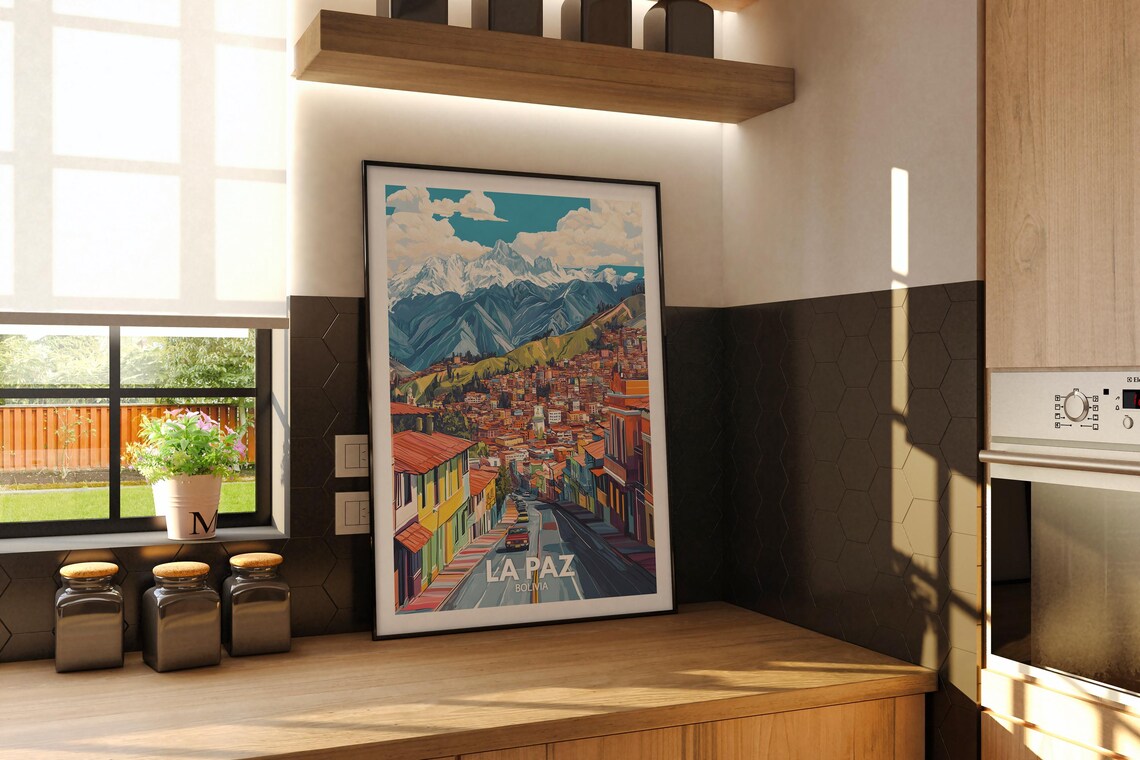 La Paz Print La Paz Travel Poster Bolivia Wall Art Print Bolivia Home Decor Travel Wall Art Decor Unique City Poster - Image 2