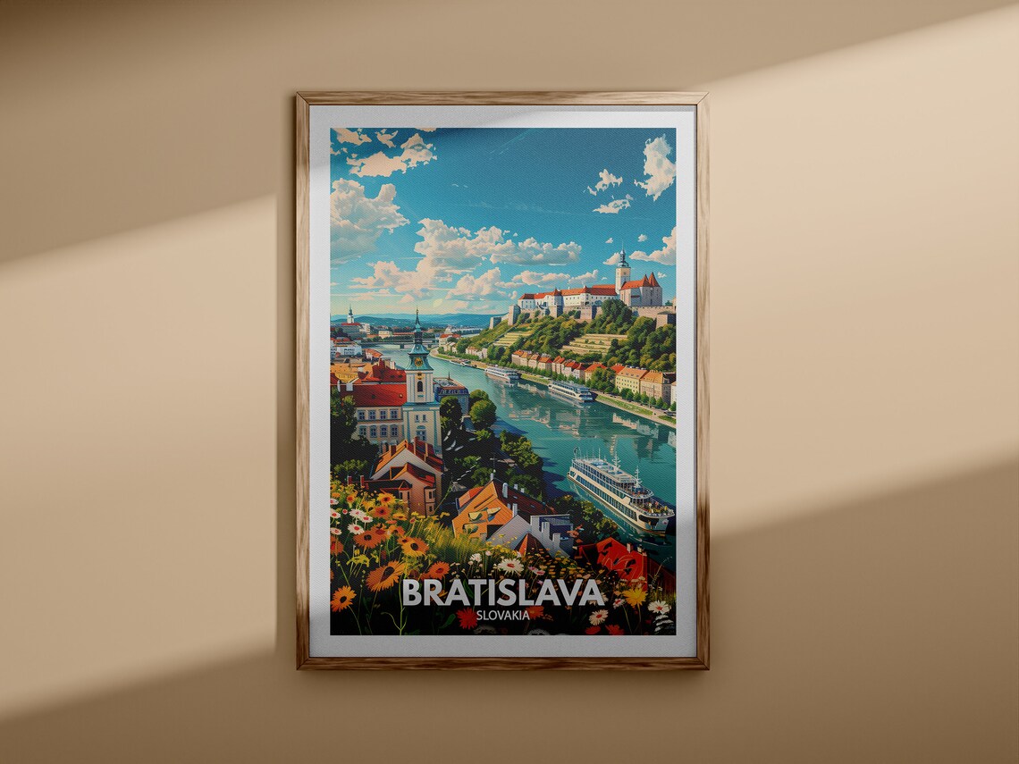 Sunny Bratislava Slovakia Castle Above Danube River View Poster - Image 3
