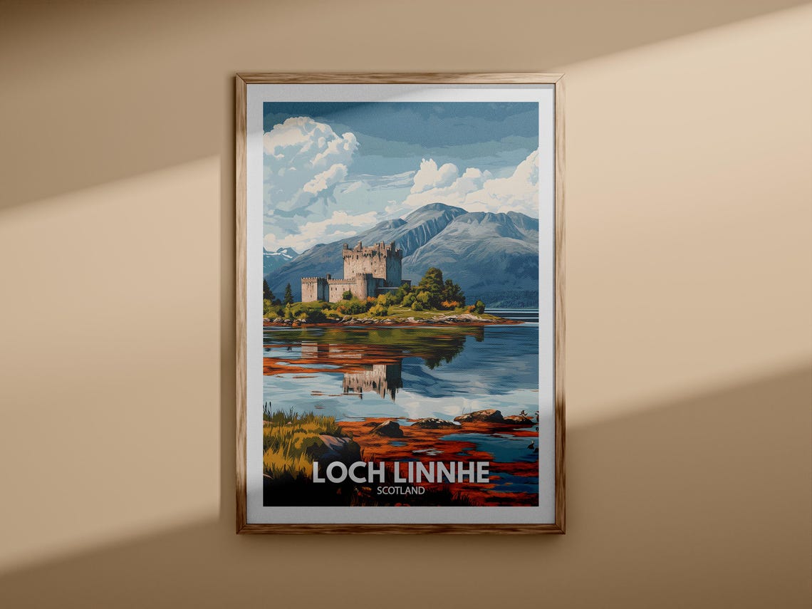 Loch Linnhe Scotland Castle Lake Mountain Reflection Travel Poster - Image 3