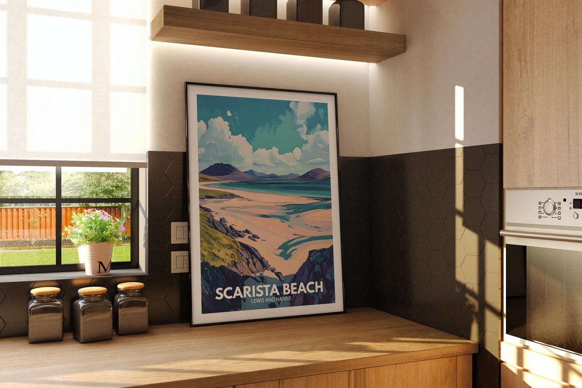 Scarista Beach Lewis and Harris Hebridean Coast Travel Poster - Image 2