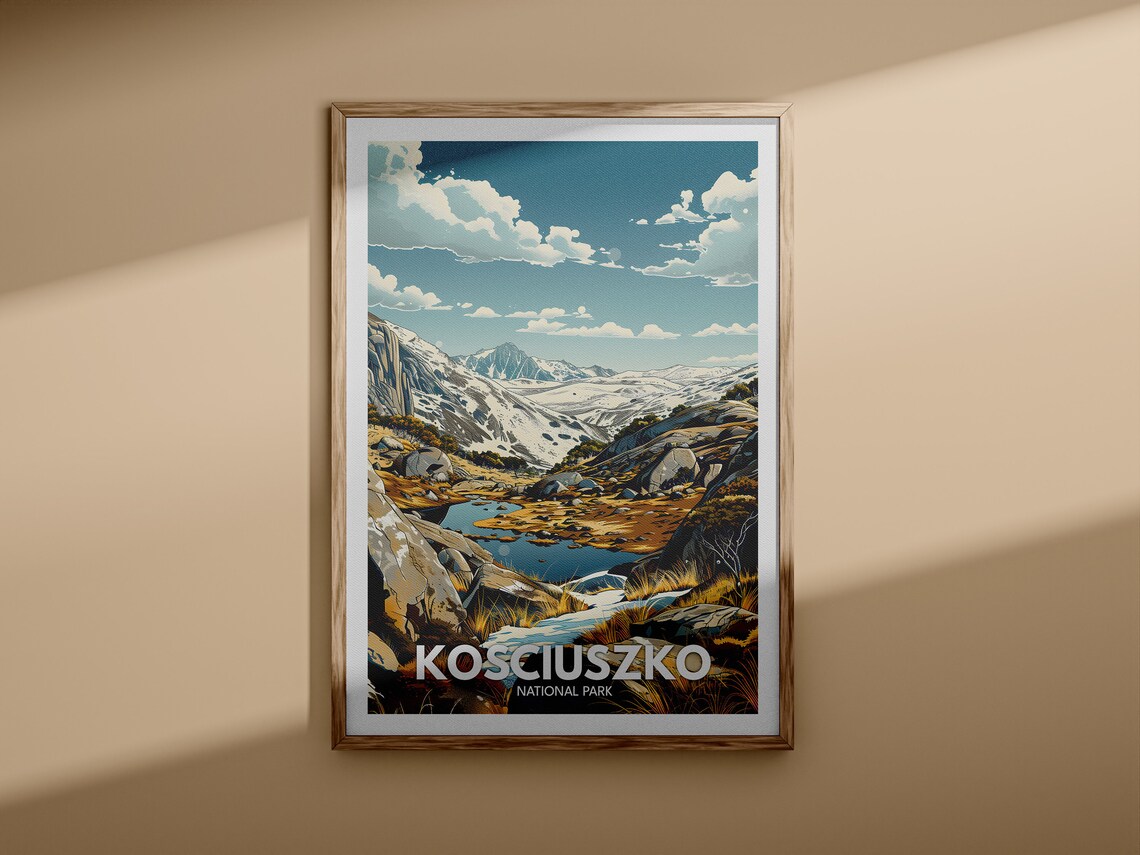 Kosciuszko National Park Snowy Peak Alpine Vintage Travel Poster - Image 3
