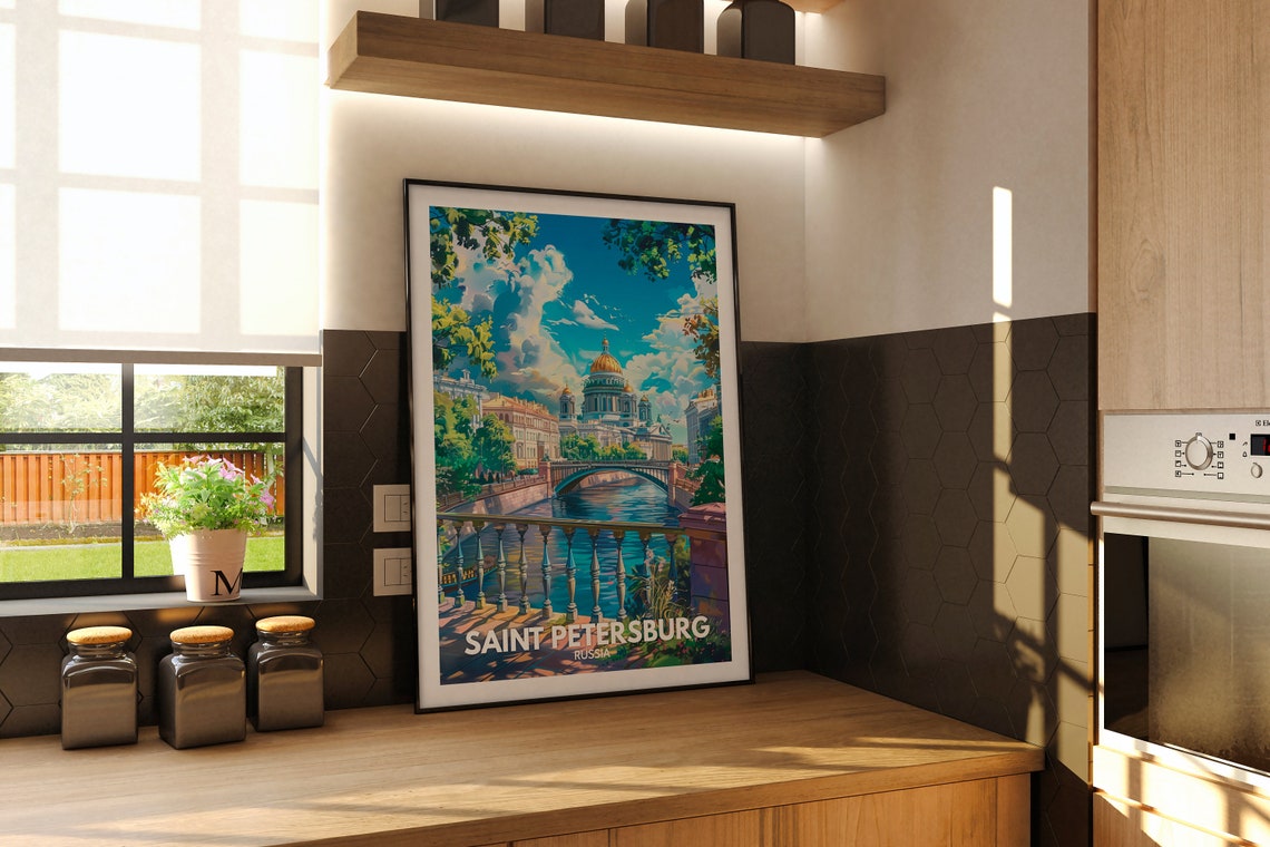 Saint Petersburg Art Print Saint Petersburg Travel Poster Russia Wall Art Print Russia Home Decor Travel Poster Unique City Print - Image 2