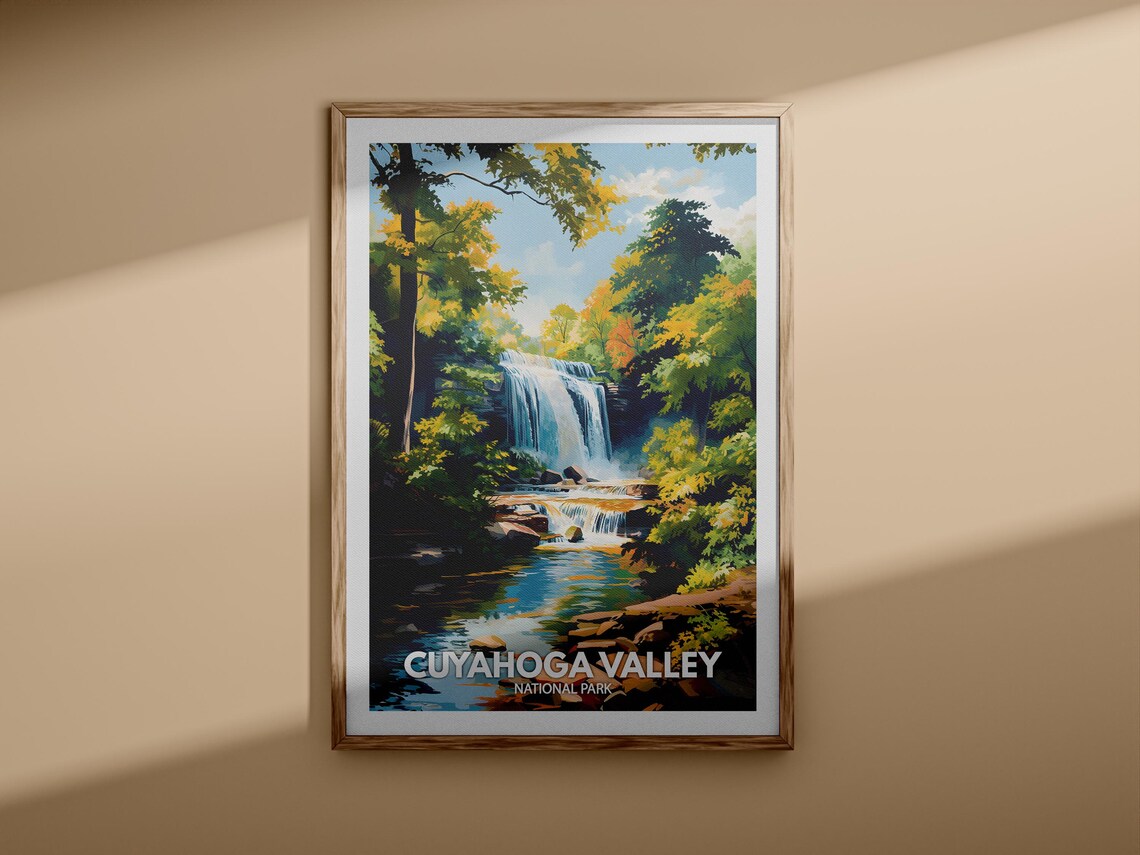 Cuyahoga Valley National Park Waterfall Illustration Travel Poster - Image 3