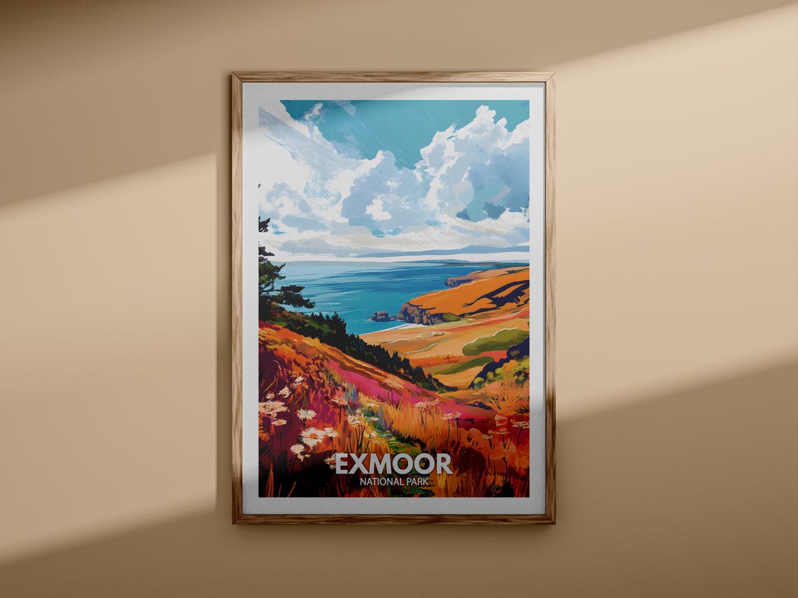 Exmoor Print Exmoor National Park Poster United Kingdom National Parks Wall Art United Kingdom Travel Poster Nature Prints - Image 3