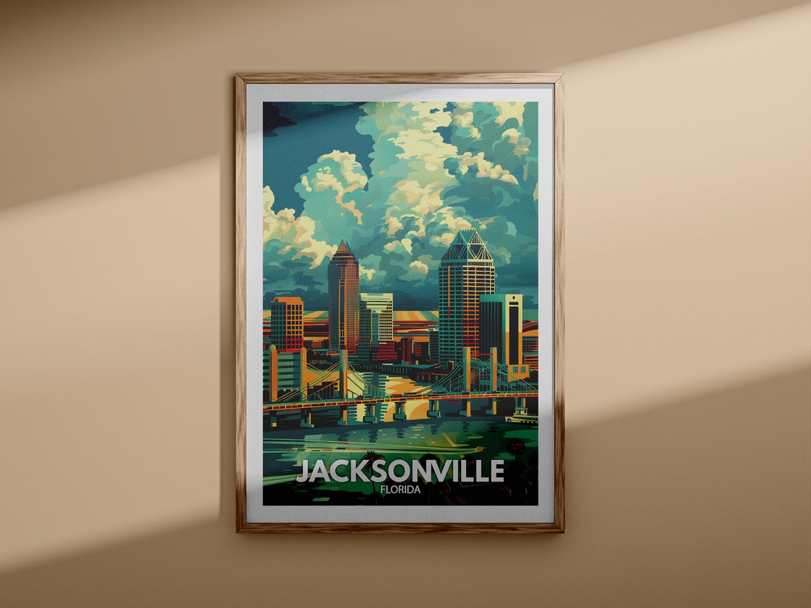 Jacksonville Print Jacksonville Travel Poster Florida Wall Art Print United States Travel Home Decor Usa City Poster - Image 3