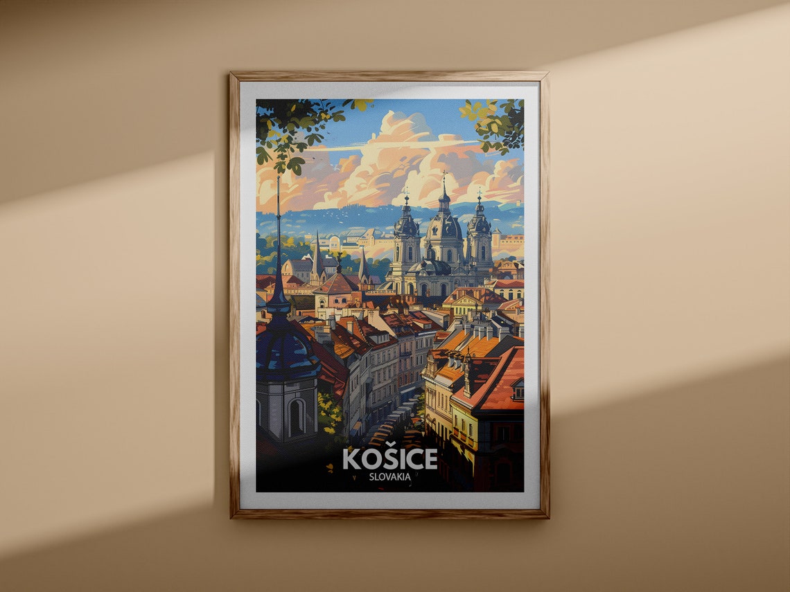 Kosice Slovakia Old Town Church Domes Red Roofs Vintage Travel Poster - Image 3