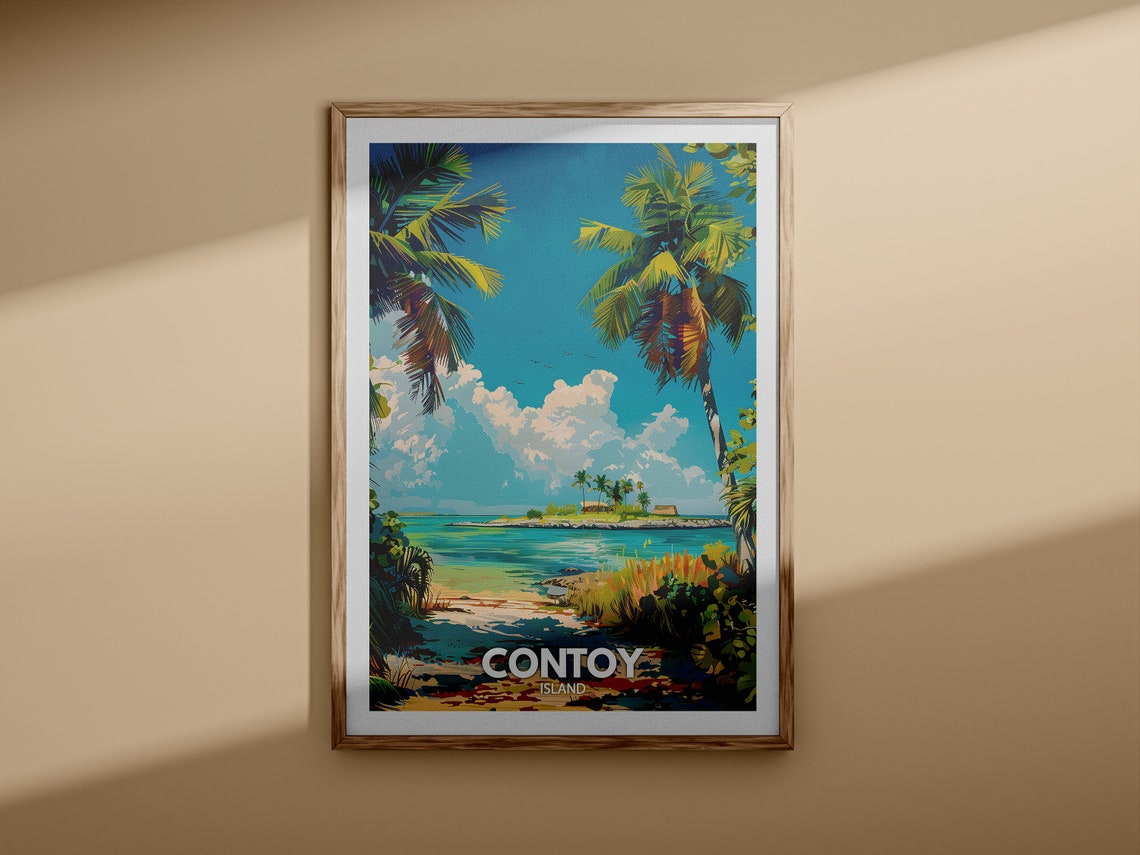 Contoy Island Tropical Beach Palm Trees Turquoise Water Island Travel Poster - Image 3
