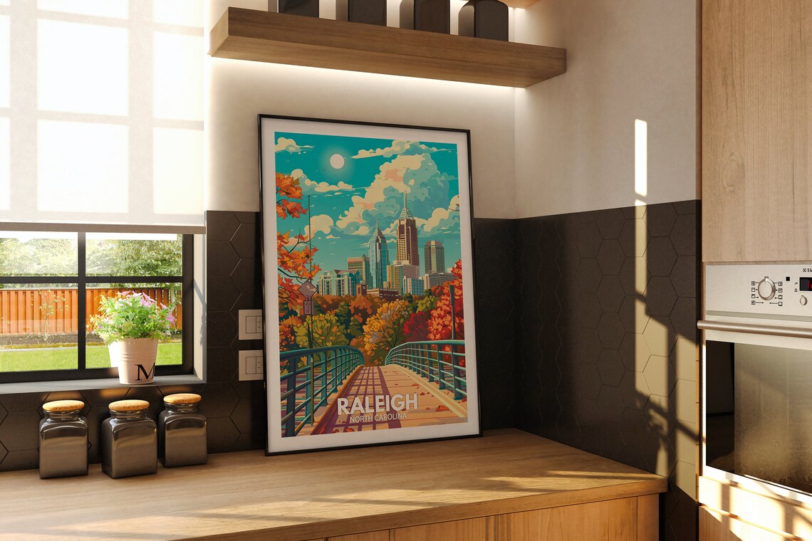 Raleigh Print Raleigh Poster North Carolina Wall Art Print United States Travel Home Decor Usa City Poster - Image 2