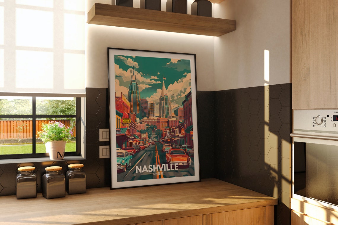 Nashville Print Nashville Travel Poster Tennessee Wall Art Print United States Travel Home Decor Usa City Poster - Image 2