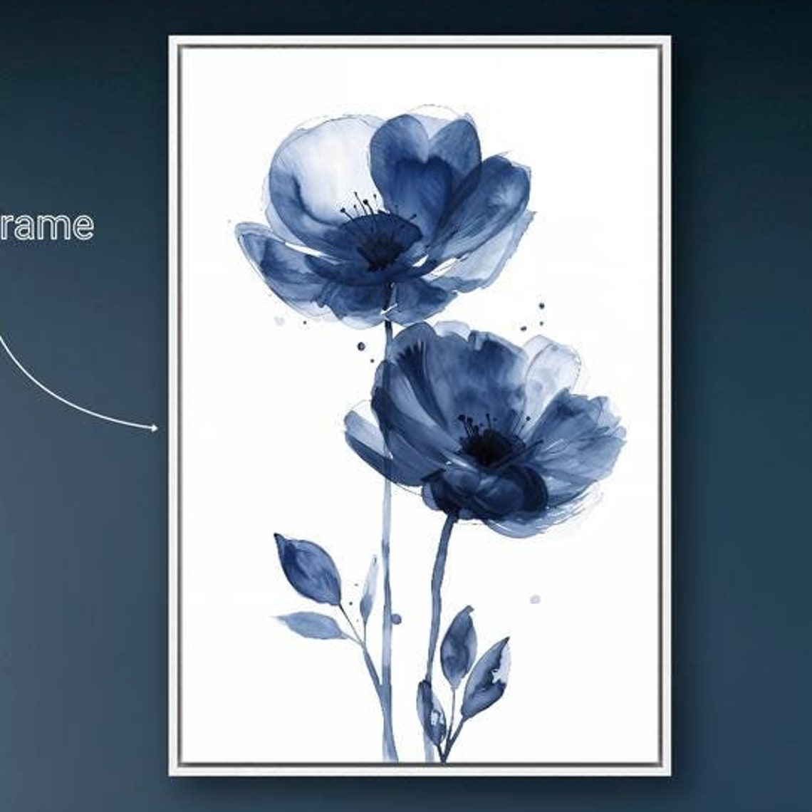 Blue Watercolor Flowers Bloom Pair Botanical Minimalist Poster