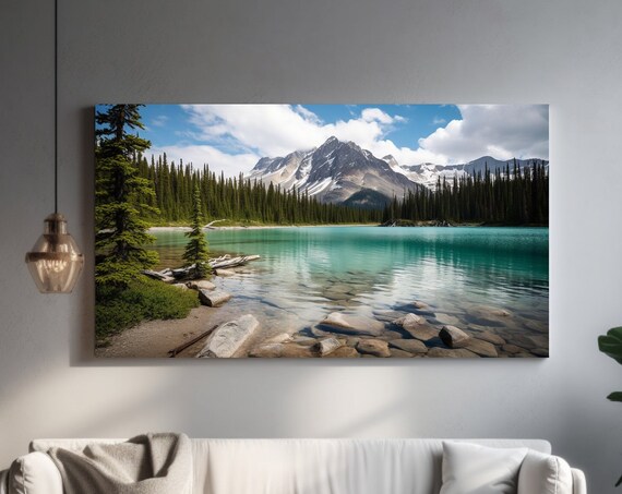 Canadian Wilderness Print Serene Lake And Forest Landscape Wall Art For Home Decor