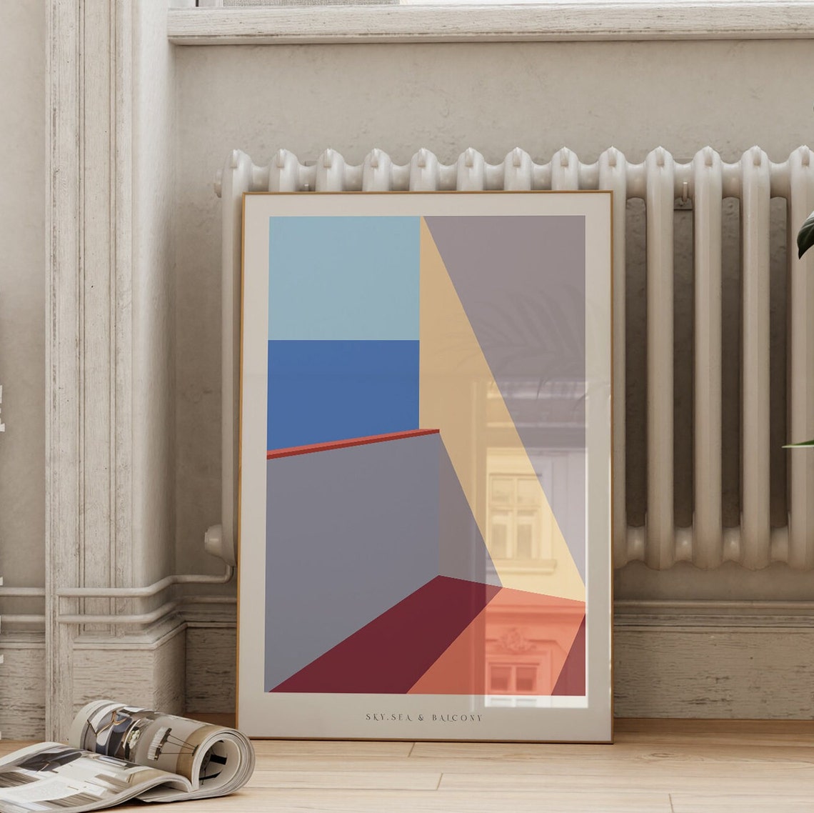 Sky Sea And Balcony Geometric Modern Abstract Coastal View Wall Poster - Image 4