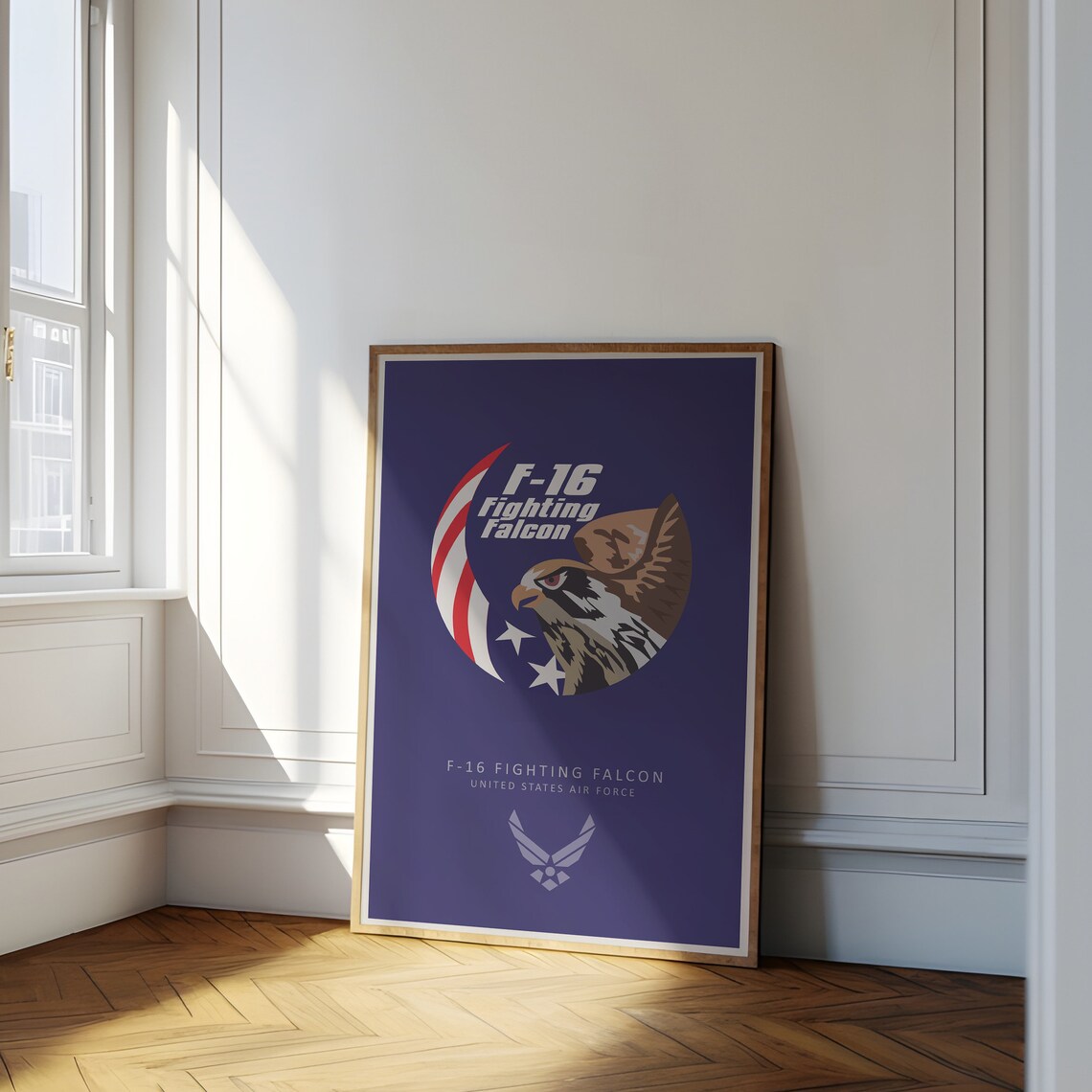 F 16 Fighting Falcon United States Air Force Eagle Emblem Navy Poster - Image 2