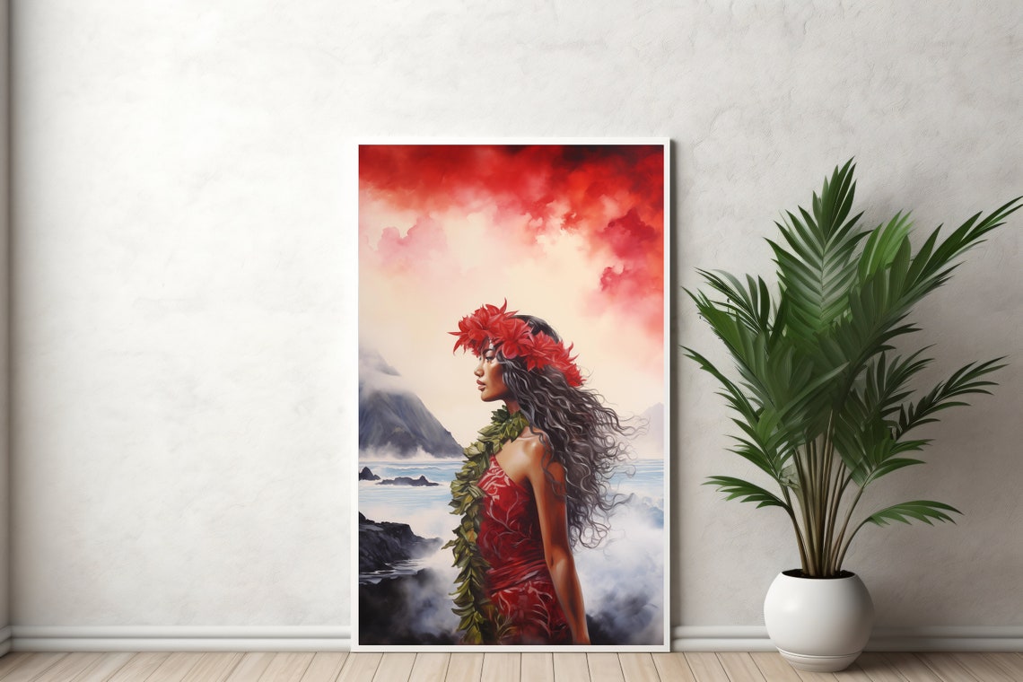 Hawaii Goddess Pele Watercolor Hawaiian Volcano Goddess Art Unique Hawaiian Gift - Image 3