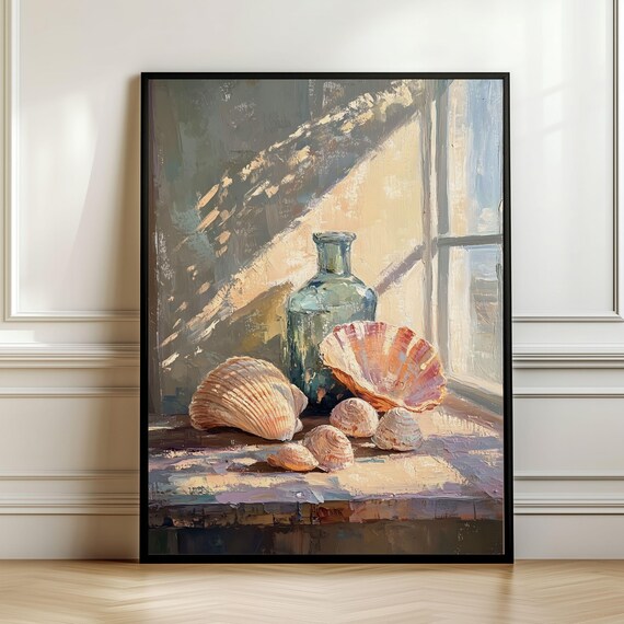 Coastal Seashells Still Life On A Bright Sunny Windowsill Poster