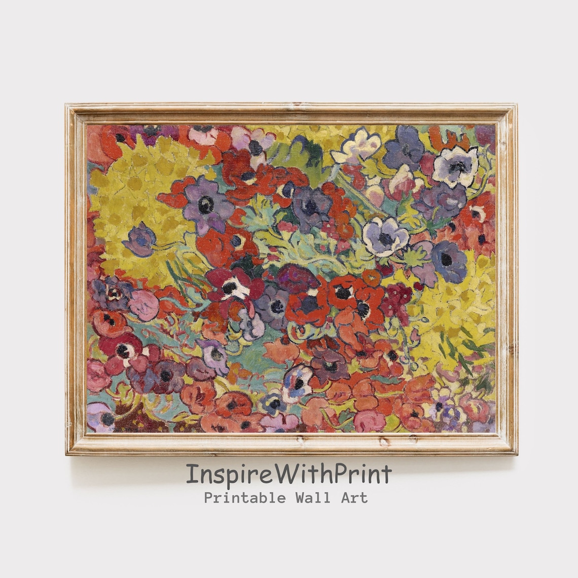 Colorful Abstract Flower Garden Poppies Oil Painting Style Art Poster