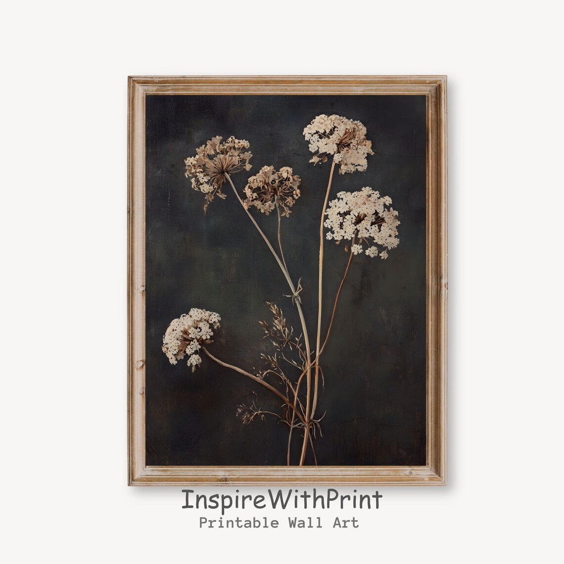 Vintage Dark Flower Print, Moody Botanical Poster
