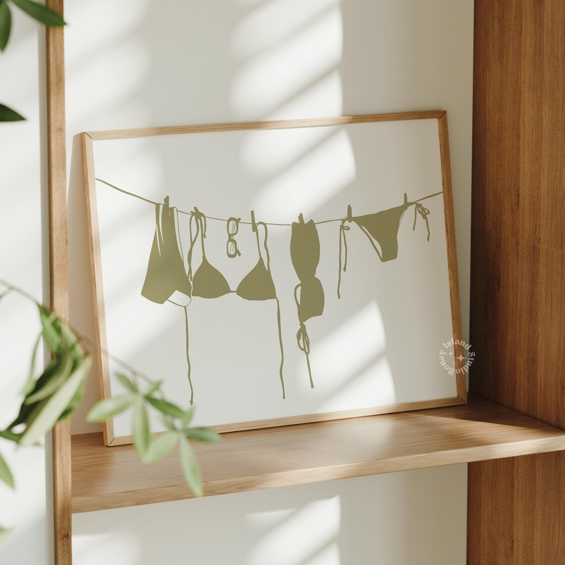 Sage Green Bikinis on a Clothesline Minimalist Coastal Cowgirl Poster
