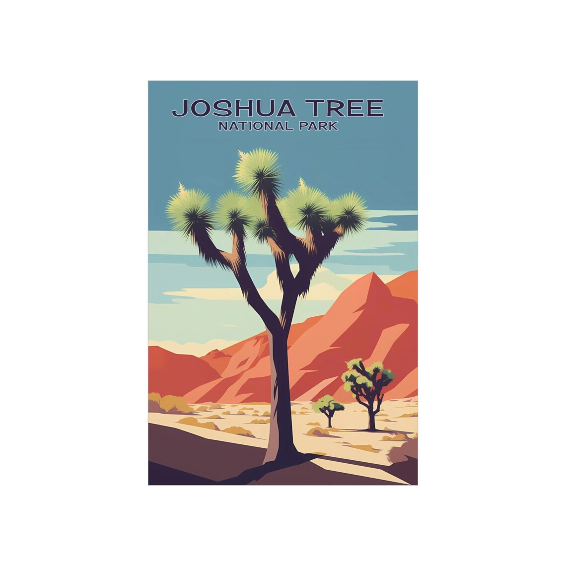 Joshua Tree National Park Desert Sunset Vintage Travel Poster
