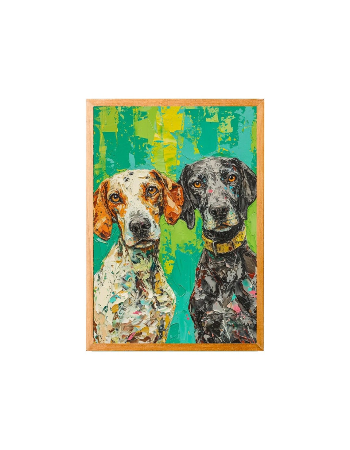 Two Pointer Dogs Impasto Oil Painting Style Hunting Dog Poster