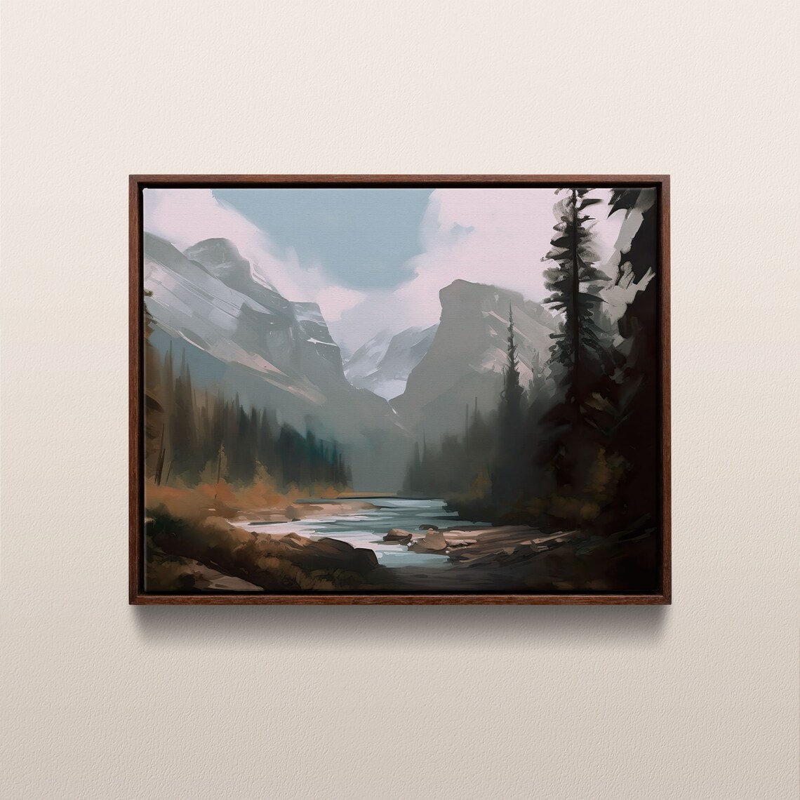 Banff National Park Vintage Oil Painting, Alberta Canada