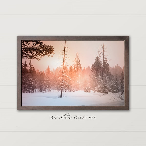 Sunrise In A Snowy Forest Oil Painting Wall Art Winter Dcor Art 33
