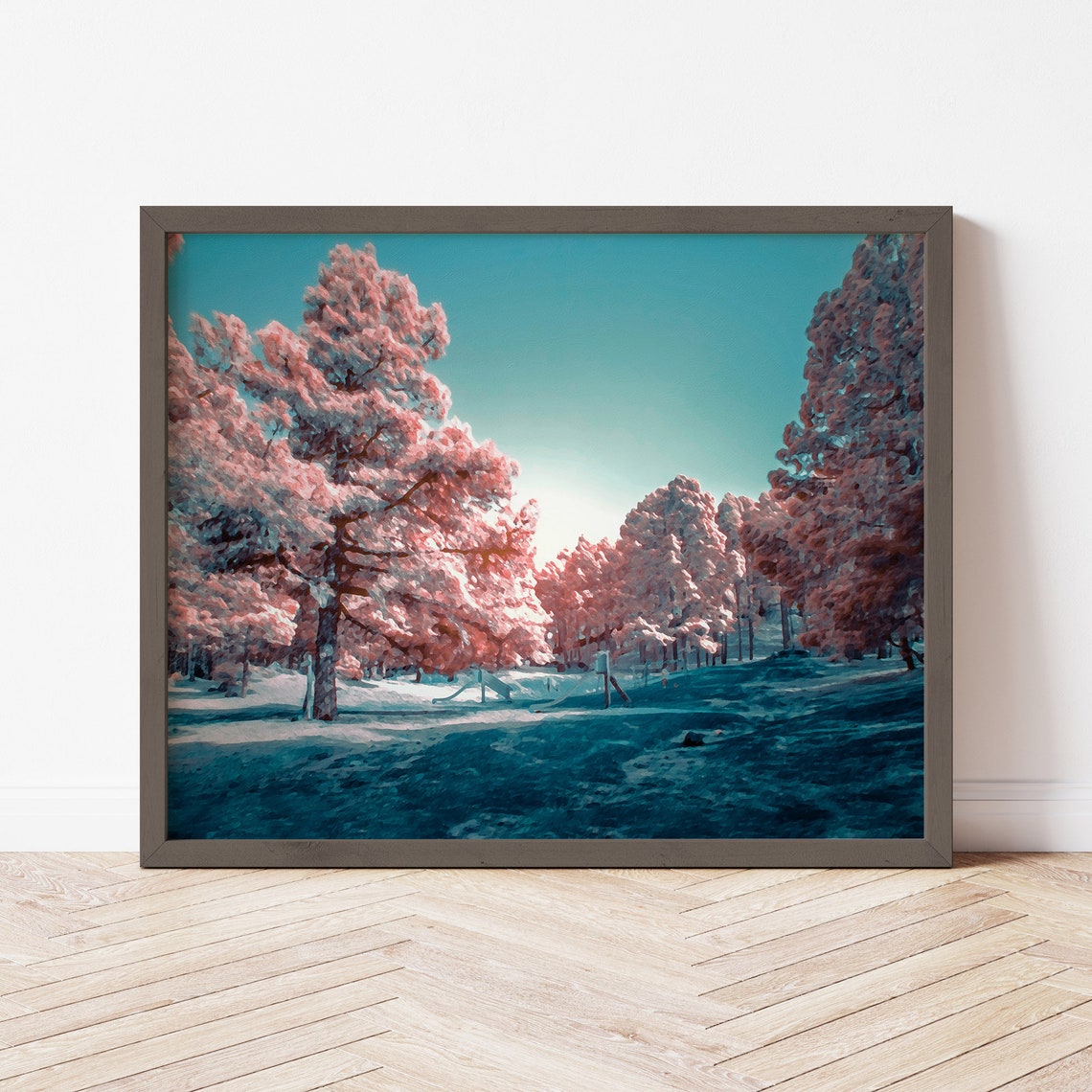 Winter In A Pink Forest Oil Painting Wall Art Winter Dcor Art 32 - Image 2