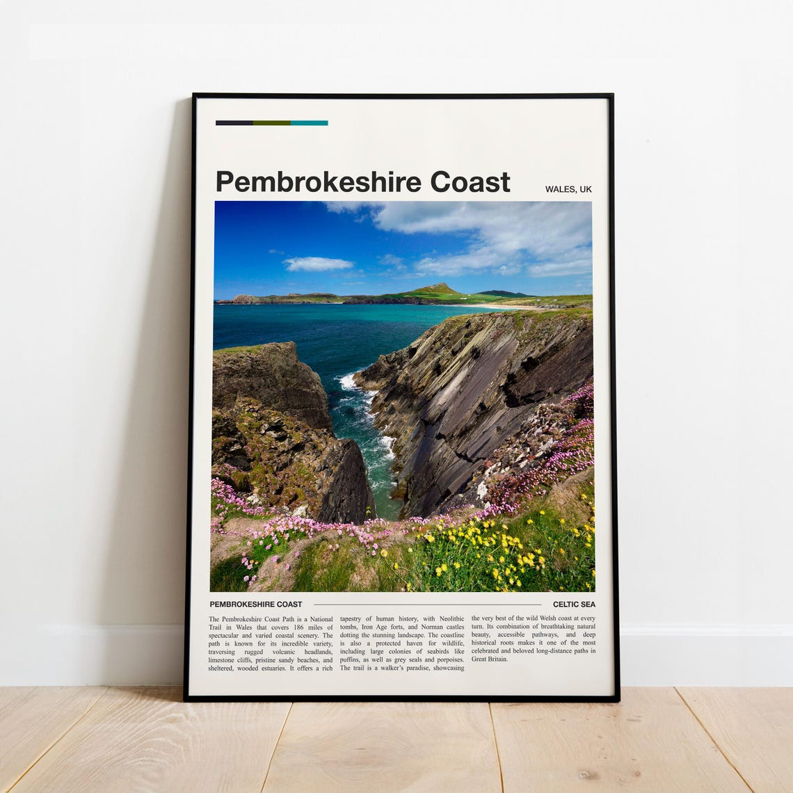 Pembrokeshire Coast Path Wales Cliffs Minimalist Travel Poster