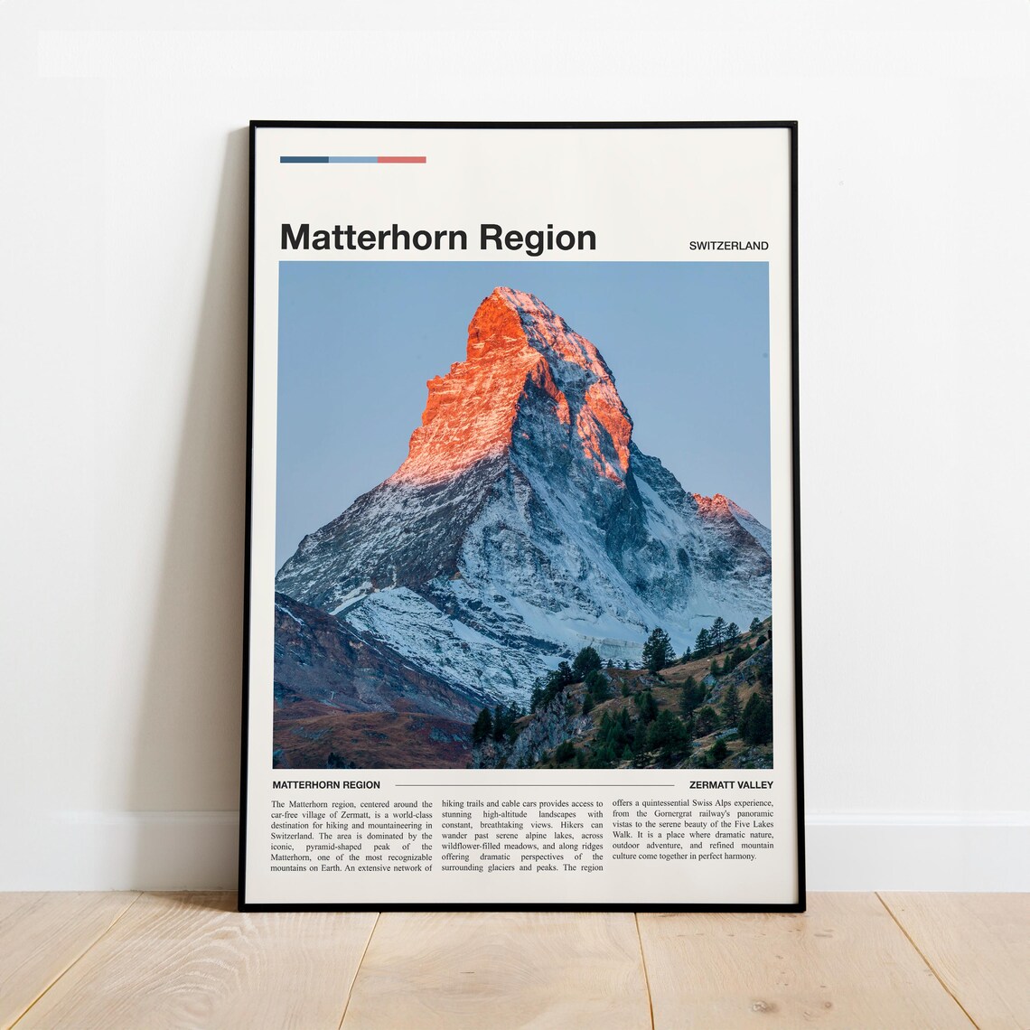 Matterhorn Region Zermatt Switzerland Minimalist Travel Poster