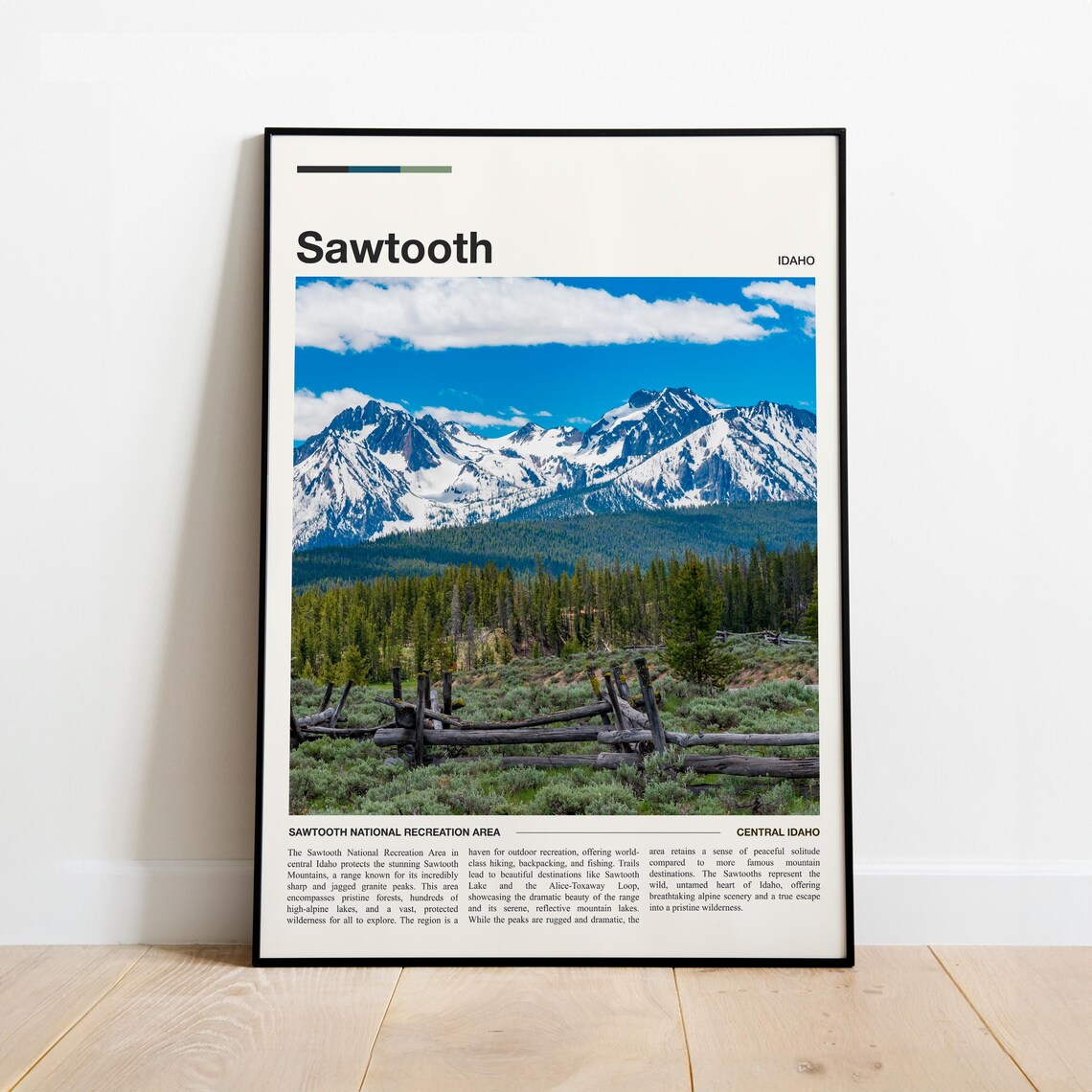 Sawtooth Idaho Jagged Granite Peaks Pine Forest Travel Photo Poster