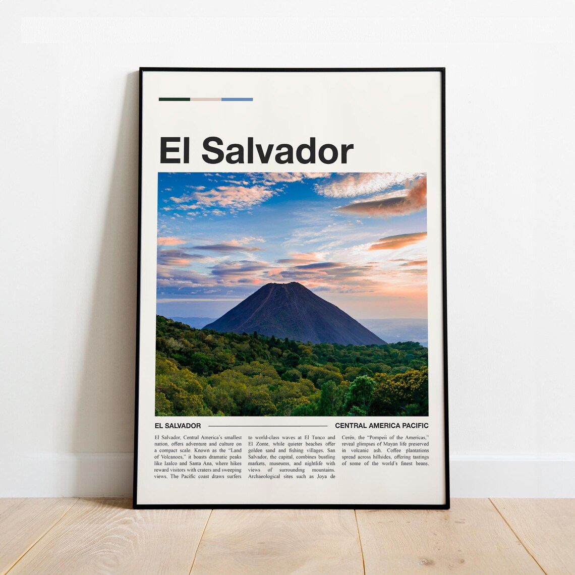 El Salvador Minimalist Travel Poster, Wall Art Print