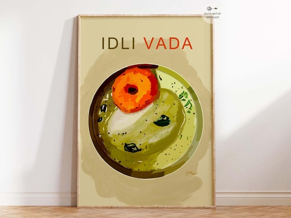 Tasty Idli Vada Sambar Bowl South Indian Breakfast Food Poster