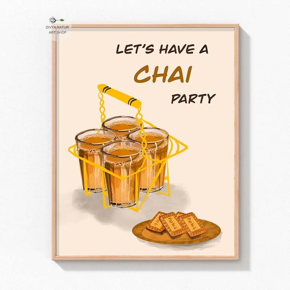 Let Us Have a Chai Party Cutting Chai Cookies Biscuit Art Print