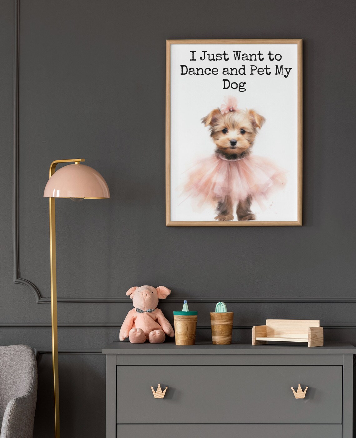 I Just Want to Dance and Pet My Dog Funny Yorkie Tutu Poster - Image 3