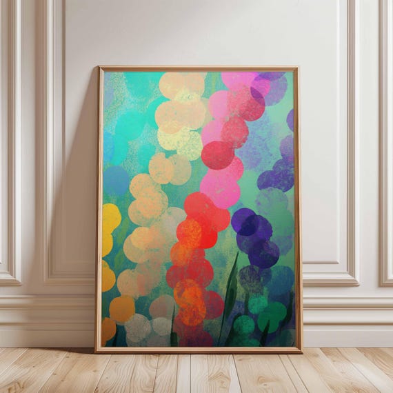 Pastel Abstract Floral Art, Polka Dot Inspired Print