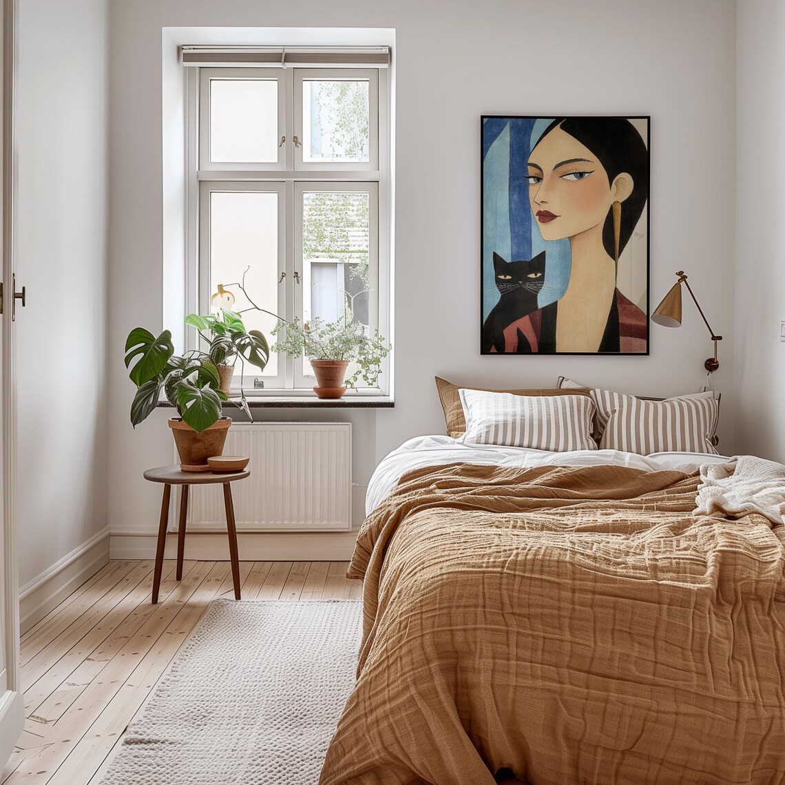 Elegant Woman With Black Cat, Surreal Portrait - Image 2