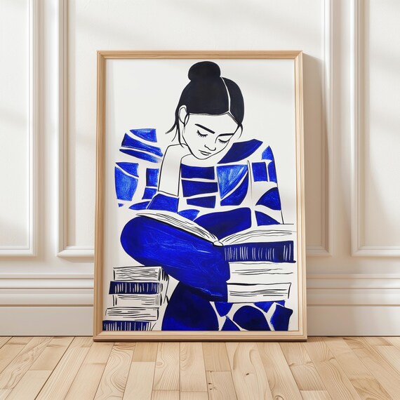 Woman Reading, Dreamy Illustration for Book Lovers