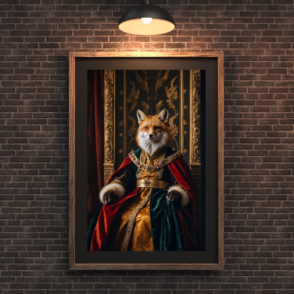 Royal Fox Portrait In Velvet Robes Renaissance Animal Poster
