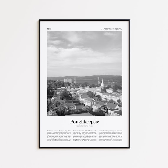 Poughkeepsie New York Black White Hudson River Town Photo Poster