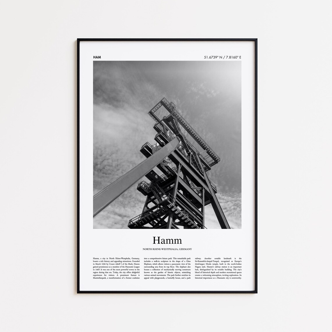 Hamm Germany Black And White Industrial Heritage Photo Poster